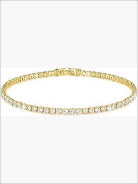 14K Gold Plated Tennis Chain Anklet Waterproof Toggle Latch 9-11 in